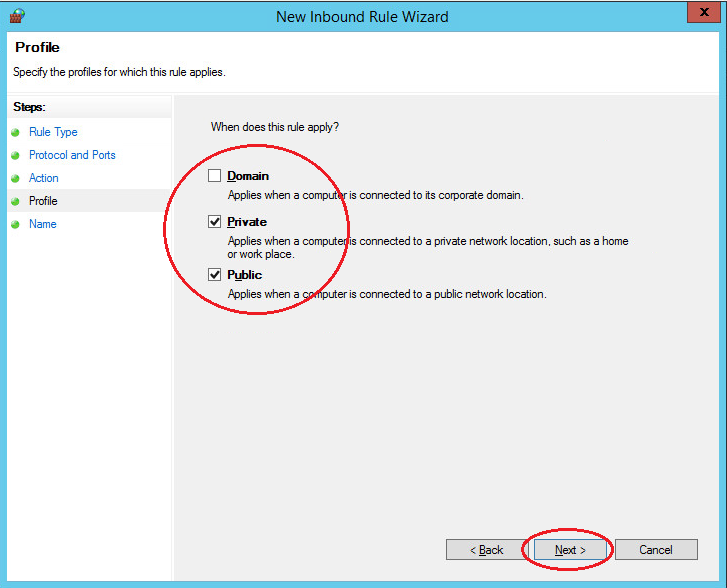 windows server  firewall rule profile